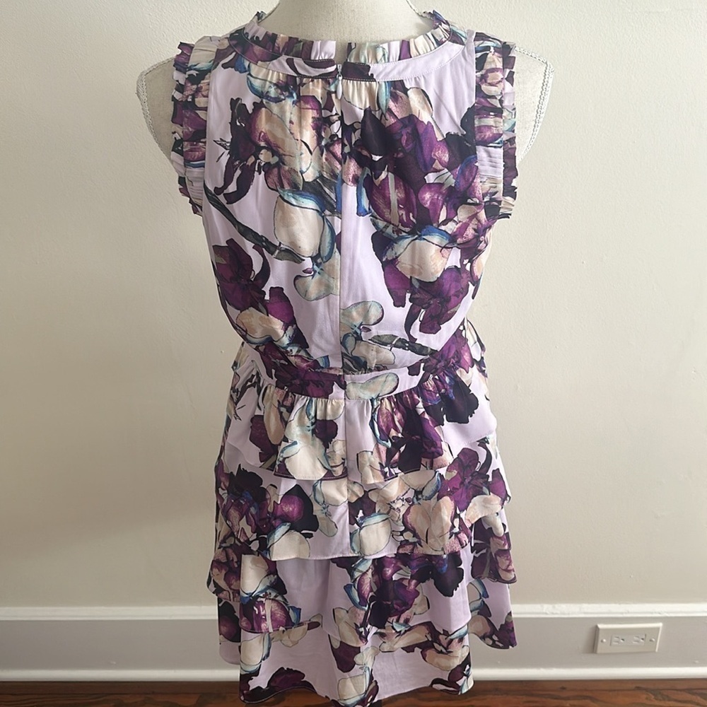 Banana Republic Floral Lilac Purple Andre A Line Dress 4 Petite - Picture 5 of 7